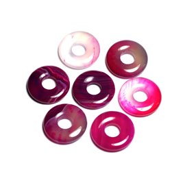 Semi Precious Stone Pendant - Pink Agate Donut Pi 20mm - 4558550092045 