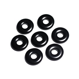 Semi Precious Stone Pendant - Black Obsidian Donut Pi 20mm - 4558550092090 