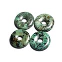 1pc - Pendentif Pierre - Turquoise Naturelle Afrique Rond Cercle Donut Pi 30mm Bleu Vert Noir - 4558550091796