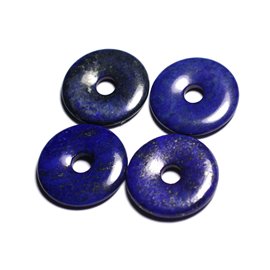 1pc - Perle Pendentif Pierre - Rond Cercle Anneau Donut Pi 30mm - Lapis Lazuli bleu roi nuit doré - 4558550012920