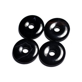 Pendente in pietra semipreziosa - Donut Pi in agata nera 30 mm - 4558550091727 