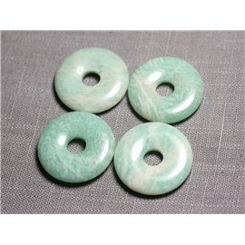 1pc - Perle Pendentif Pierre - Rond Cercle Anneau Donut Pi 30mm - Amazonite vert turquoise blanc - 4558550091741