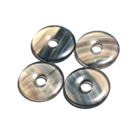 Semi Precious Stone Pendant - Multicolored Fluorite Donut Pi 30mm - 4558550091765 