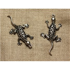 5pc - Colgante de metal de plata rodio - Gecko Lizard 50mm 4558550021076 