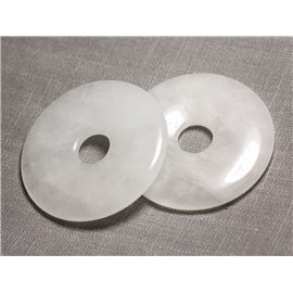 1pc - Colgante de piedra cristal de roca cuarzo grande círculo redondo donut pi 60mm blanco transparente - 4558550091369