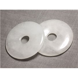 1 Stück - Anhänger Stein Kristall Steinquarz Großer runder Kreis Donut Pi 60mm Weiß Transparent - 4558550091369
