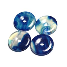 Semi Precious Stone Pendant - Blue Agate Donut Pi 40mm - 4558550091390 
