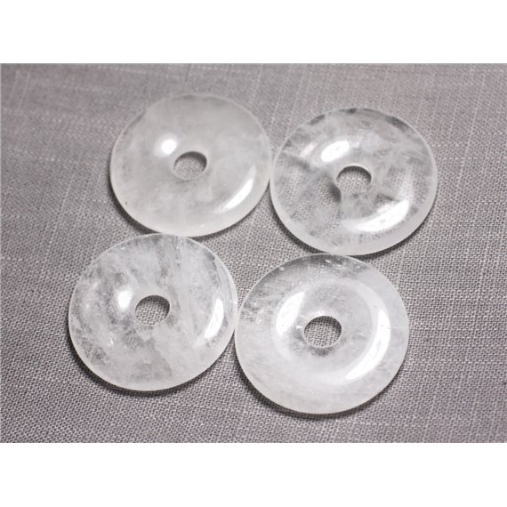 Pendentif Pierre semi précieuse - Cristal de Roche Quartz Donut Pi 40mm - 4558550091468 