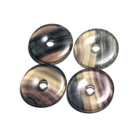 Semi Precious Stone Pendant - Multicolored Fluorite Donut Pi 40mm - 4558550091420 