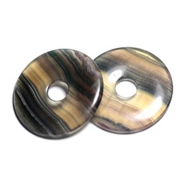 Semi Precious Stone Pendant - Multicolored Fluorite Large Donut Pi 60mm - 4558550091352 