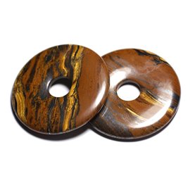 1pc - Colgante Stone Eye Tiger Iron Large Round Circle Donut Pi 60mm Golden Brown - 4558550091345