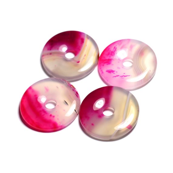 Pendentif Pierre semi précieuse - Agate Rose Donut Pi 40mm - 4558550091383 