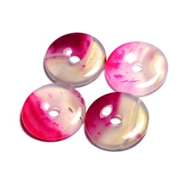 Semi Precious Stone Pendant - Pink Agate Donut Pi 40mm - 4558550091383 