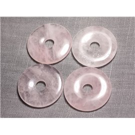 1pc - Perle Pendentif Pierre - Rond Cercle Anneau Donut Pi 40mm - Quartz rose clair - 4558550091451