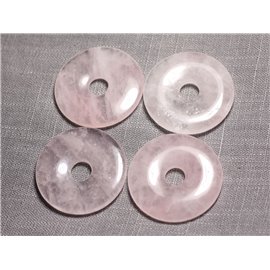 Semi Precious Stone Pendant - Rose Quartz Donut Pi 40mm - 4558550091451 