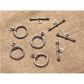 20pc - Toogle T Clasps Silver Metal Torsade Circle 18mm 4558550020352 