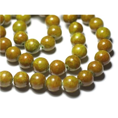 10pc - Perles de Pierre - Jade Boules 10mm Vert Jaune Orange -  4558550089649 