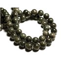 8pc - Perles de Pierre - Jade Boules 12mm Gris Vert Kaki -  4558550089632 
