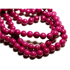 10pc - Stone Beads - Jade Balls 8mm Fuchsia Pink - 4558550089656 