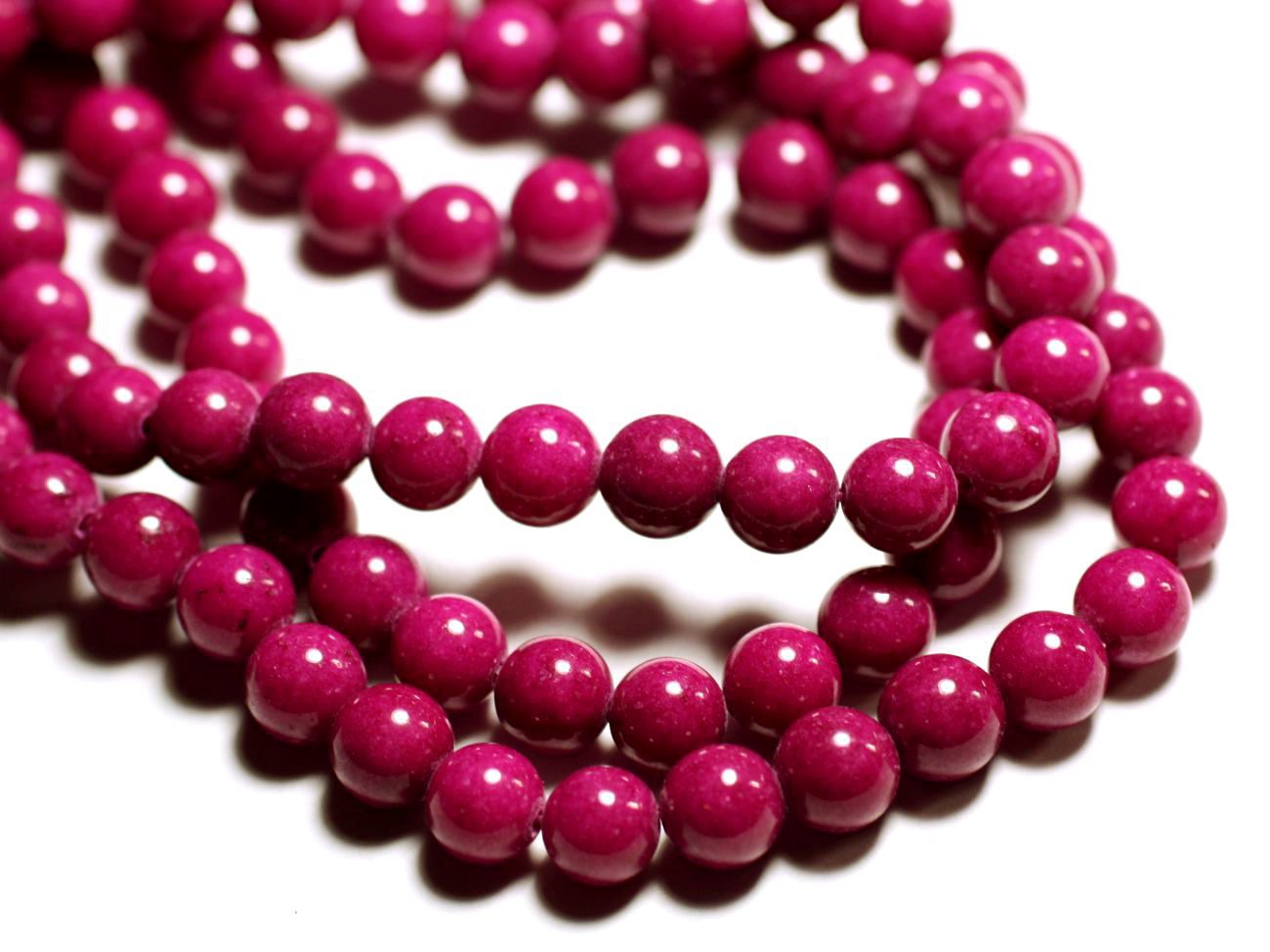 10pc - Perles de Pierre - Jade Boules 8mm Rose Fuchsia - 4558550089656 