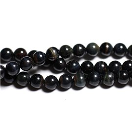 10pc - Perles Pierre Oeil de Faucon Tigre Noir bleu Boules 6mm - 4558550089496