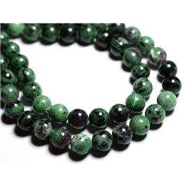 4pc - Stone Beads - Ruby Zoisite Balls 10mm - 4558550089502 