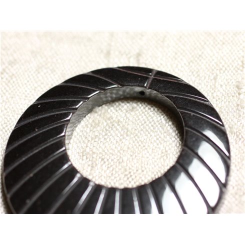 Pendentif Donut Pierre - Hématite Gravée 39mm avec perçage - 4558550032638