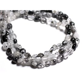 10pc - Stone Beads - Quartz Tourmaline nuggets 4-9mm 4558550024084 