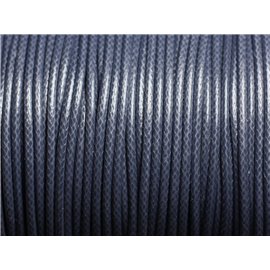 5 metros - Cordón de algodón encerado recubierto Redondo 2mm Gris Antracita Azul - 4558550088345 