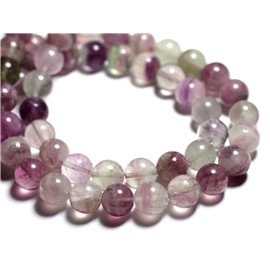 4pc - Stone Beads - Multicolored Fluorite Balls 12mm - 4558550089465 