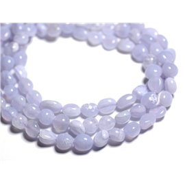 10pz - Perline di pietra - Pepite di calcedonio blu olive 5-10mm - 4558550089526