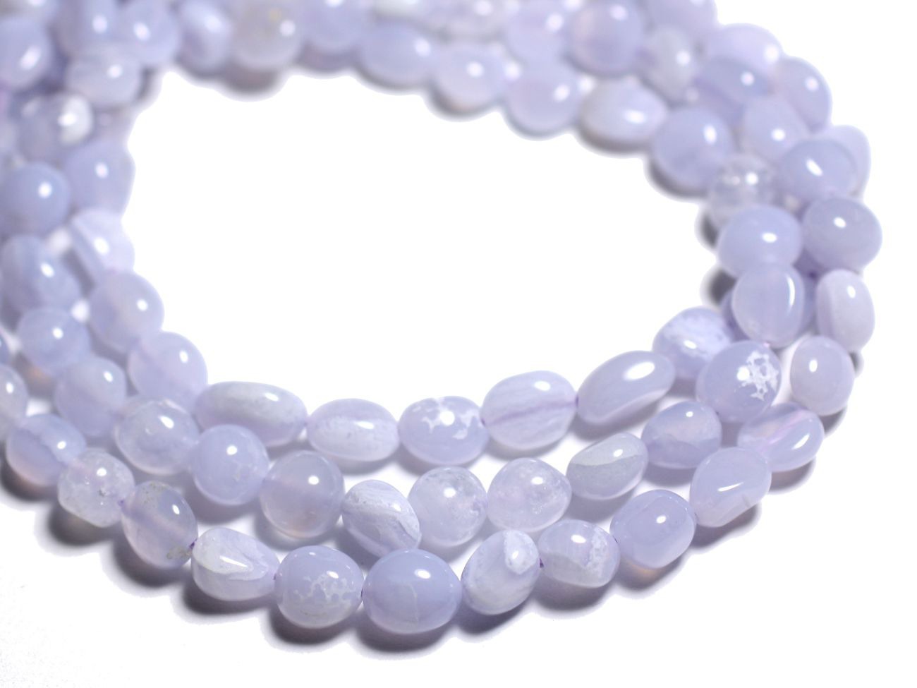 10pc - Perles de Pierre - Calcédoine Bleue Nuggets Olives 5-10mm - 4558550089526