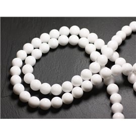 30pc - Perles Pierre Jade Boules 4mm Blanc Opaque - 4558550089557