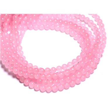 40pc - Perles de Pierre - Jade Boules 4mm Rose Bonbon -  4558550089618 