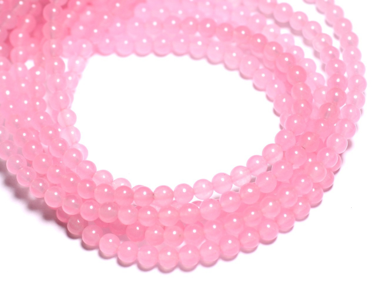 40pc - Perles de Pierre - Jade Boules 4mm Rose Bonbon -  4558550089618 