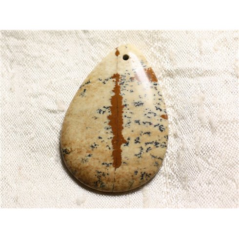 N6 - Pendentif en Pierre semi précieuse - Jaspe Paysage Beige Goutte 50mm - 4558550089304 