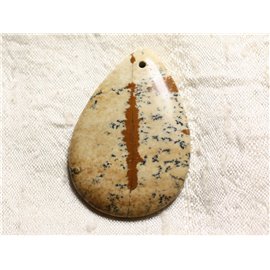 N6 - Semi precious Stone Pendant - Landscape Jasper Beige Drop 50mm - 4558550089304 