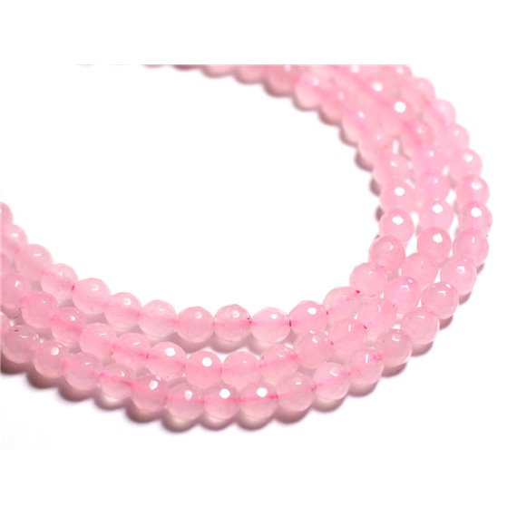 20pc - Perles de Pierre - Jade Boules Facettées 6mm Rose clair - 4558550089199 