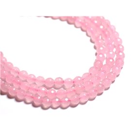 20pc - Stone Beads - Jade Faceted Balls 6mm Light Pink - 4558550089199 