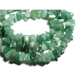 40pc - Perlas de piedra de aventurina verde - Chips de rocallas grandes 6-19mm - 4558550089205 