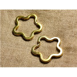 20 Stück - Ringe Schlüsselanhänger Goldenes Metall Blume Qualität 34mm 4558550008350 