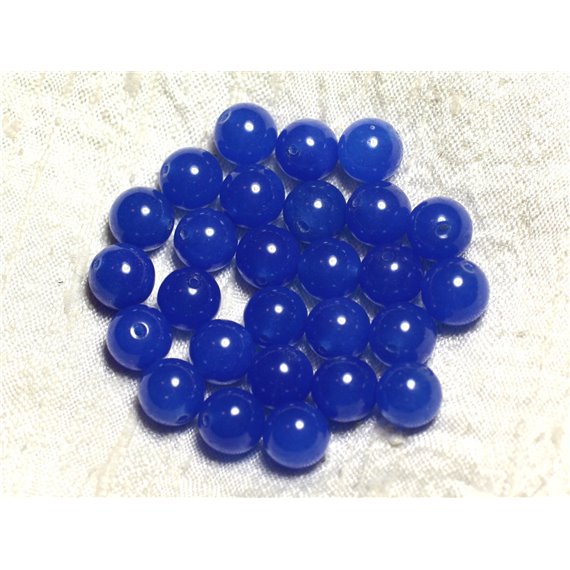 10pc - Perles de Pierre - Jade Boules 10mm Bleu Roi   4558550002426 