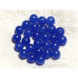 10pc - Perles Pierre Jade Boules 10mm Bleu roi - 4558550002426