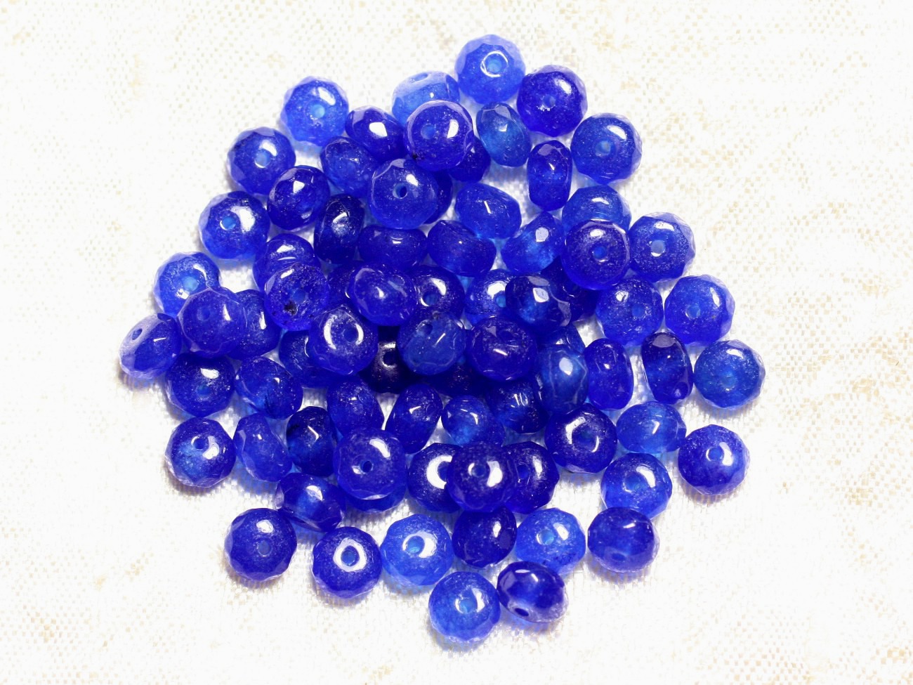 10pc - Perles de Pierre - Jade Rondelles Facettées 6x4mm Bleu Roi  4558550008169 