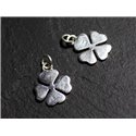 1pc - Breloque Pendentif Argent 925 Trèfle 4 feuilles 16mm - 4558550086655 