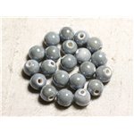 10pc - Perles Céramique Porcelaine Boules 10mm Gris Perle irisé -  4558550088772 