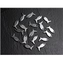 10pc - Pendentifs Breloques Acier Chirurgical 316 Poissons 12x6mm -  4558550010032 