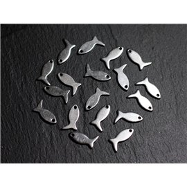 10Stk - Chirurgenstahl Charm-Anhänger 316 Fische 12x6mm - 4558550010032 