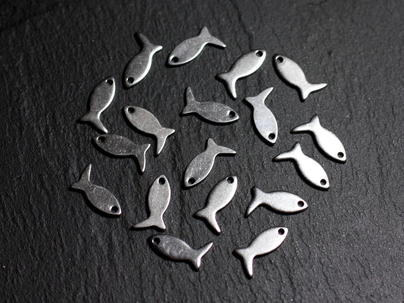 10pc - Pendentifs Breloques Acier Chirurgical 316 Poissons 12x6mm -  4558550010032 