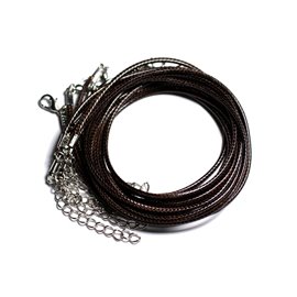 10pc - 2mm Waxed Cotton Necklaces Brown Coffee Brown - 4558550024374 